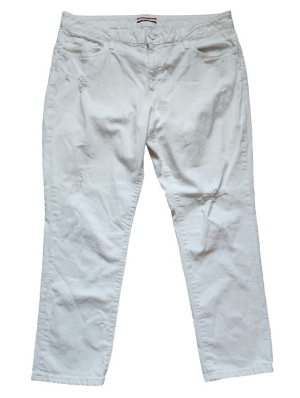 Tommy Hilfiger White Distressed Straight Leg Jeans Women's Size 14
